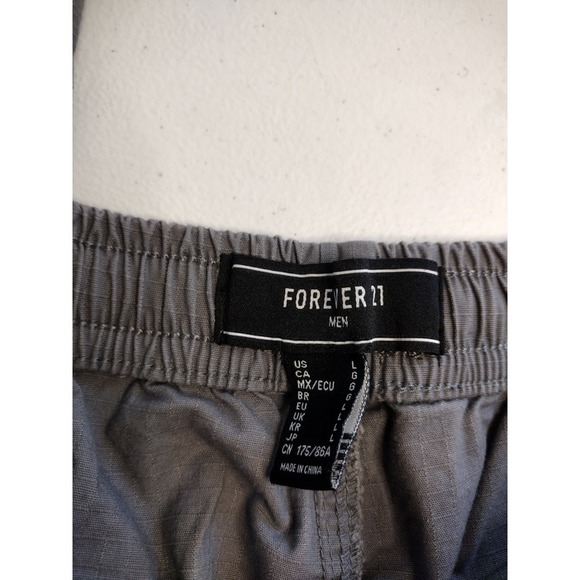 Forever 21 Men Grey Ripstop Cargo Jogger Pants Elastic Waist Size Large - Picture 3 of 5